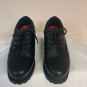 Skechers Slip Resistant Oxford Shoes Black Air-Cooled Memory Foam Men’s Sz 10.5